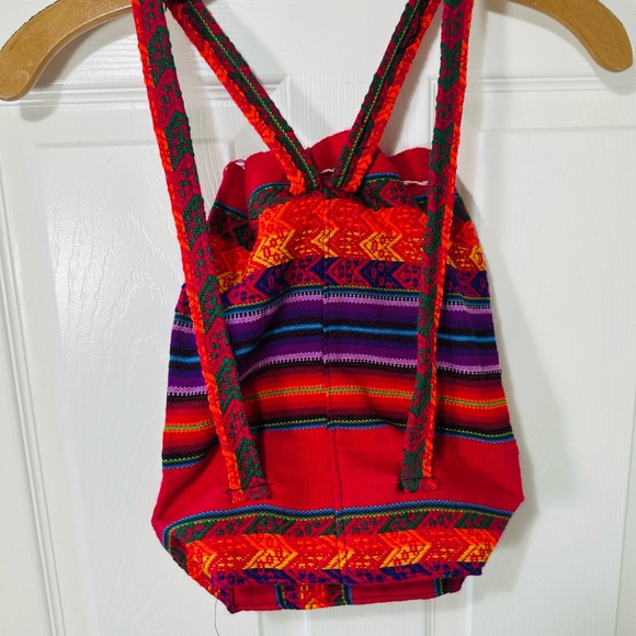 Inca Peruvian Small Backpack Embroidery Alpaca Girl Sun Woven Handmade Artisan - Picture 5 of 5